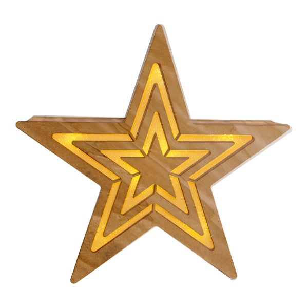 Dekorativer Holzstern mit Lichteffekt für die Weihnachtszeit