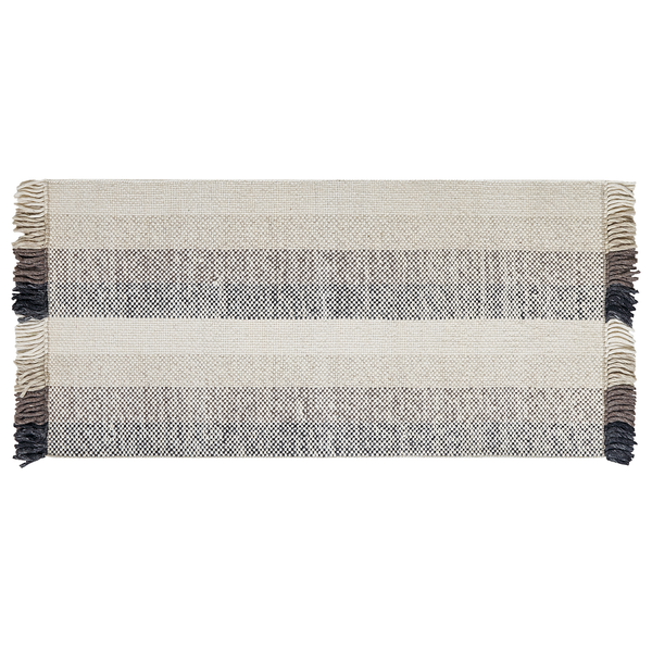 Teppich Wolle cremeweiß 80 x 150 cm Streifenmuster Kurzflor EMIRLER