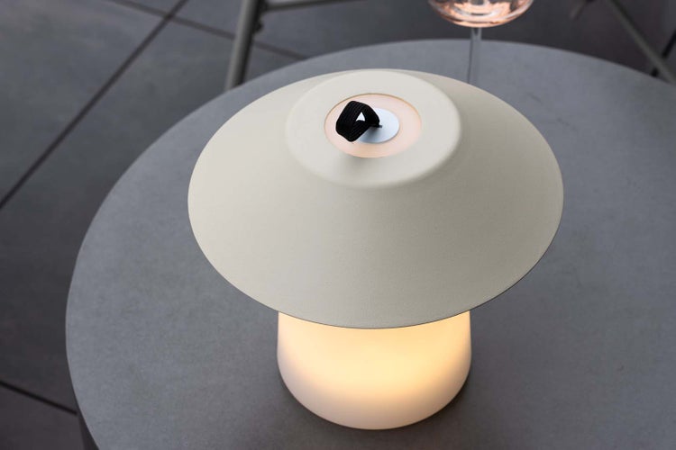Rubu Tischleuchte LED für den Außenbereich beige. 24 X 24 X 26 cm