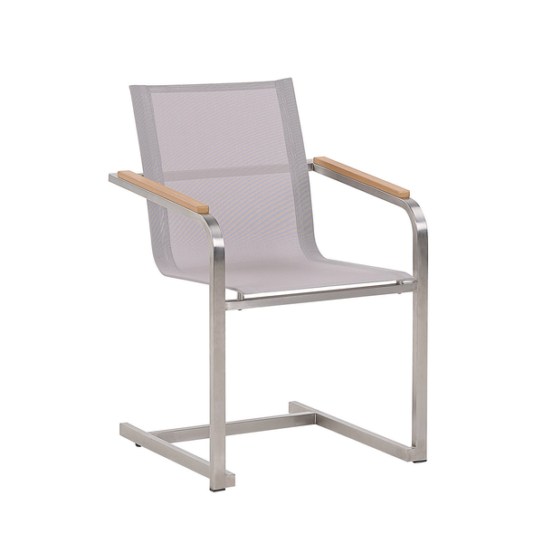 Gartenstuhl 4er Set COSOLETO Edelstahl Beige
