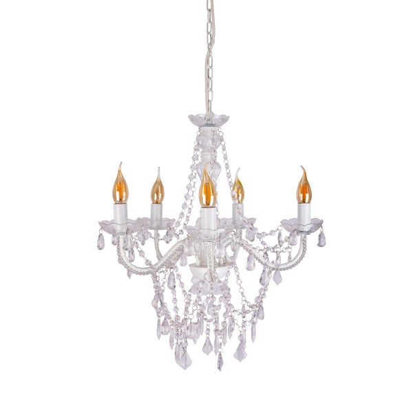 Kronleuchter mit fünf Leuchten und Kristallen