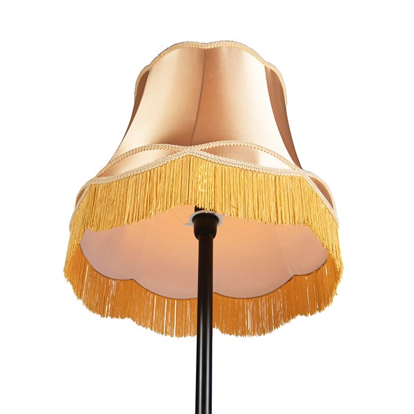 Stehlampe mit Lampenschirm und Fransen