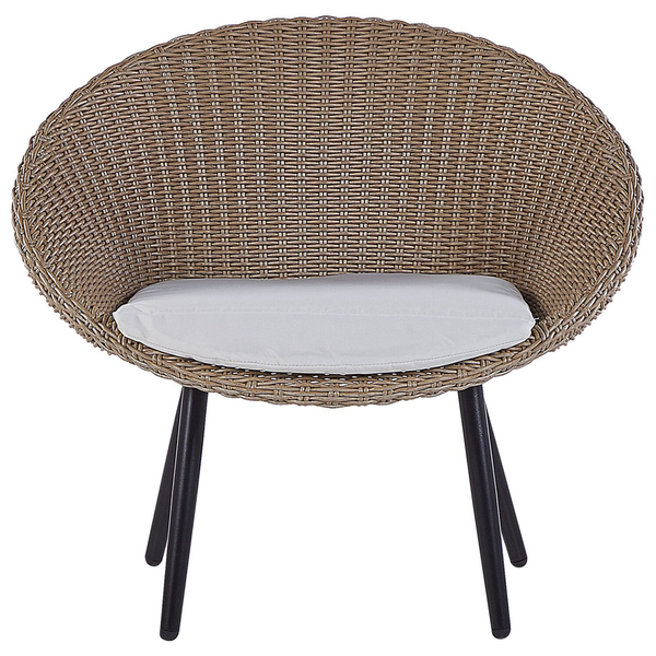 Gartensessel aus Rattan mit Kissen und Metallbeinen