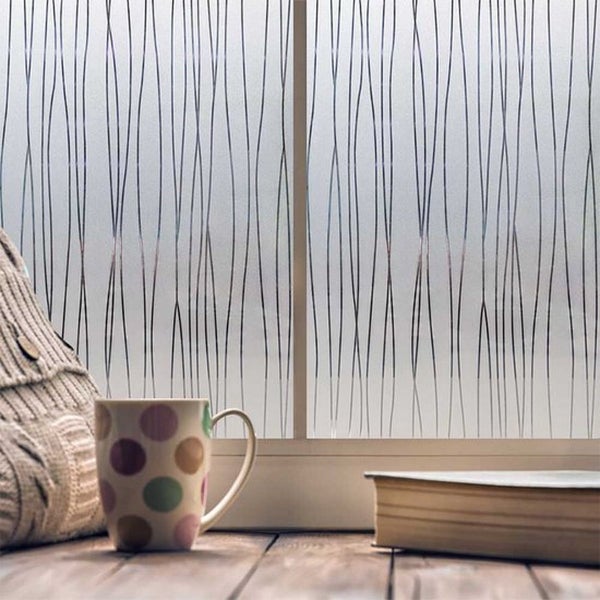 Simple Fix Fensterfolie - Vertikal Gestreift - 45 x 200 cm - Selbshaftend Blickdicht Sichtschutzfolie für Fenster - Folie Fenster Sichtschutz - Vertikale Streifen