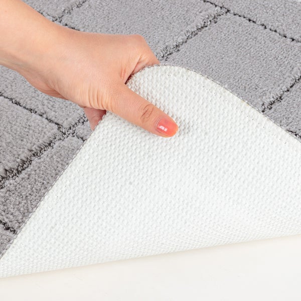 2 Waschbare Rutschfeste BadezimmerTeppiche im Set Grau 80x50/40x40 cm NOELLE