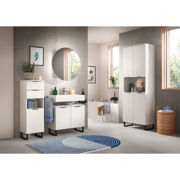 Riff Spiegelschrank Bad Ø70 cm 1 Tür weiß. 70 X 18 X 70 cm