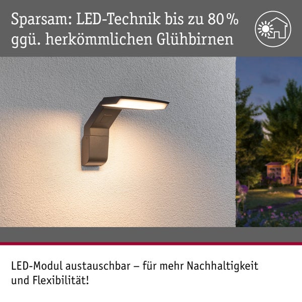 Detailaufnahme einer LED-Außenleuchte mit Bewegungsmelder