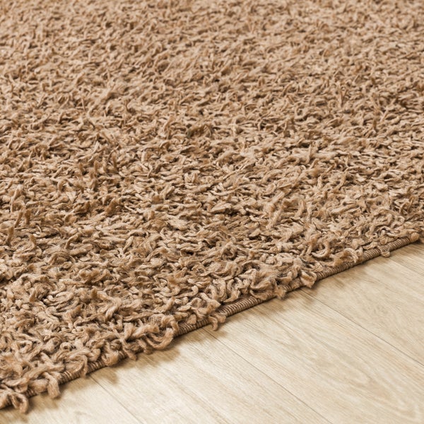 Hochfloriger Shaggy-Teppich Einfarbig Dunkelbeige 120x170 cm LILLY