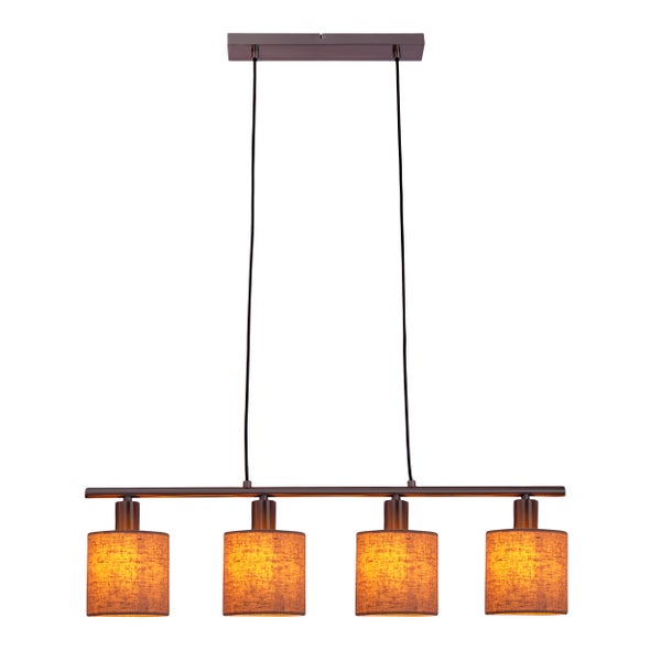 Pendelleuchte mit vier Lampenschirmen