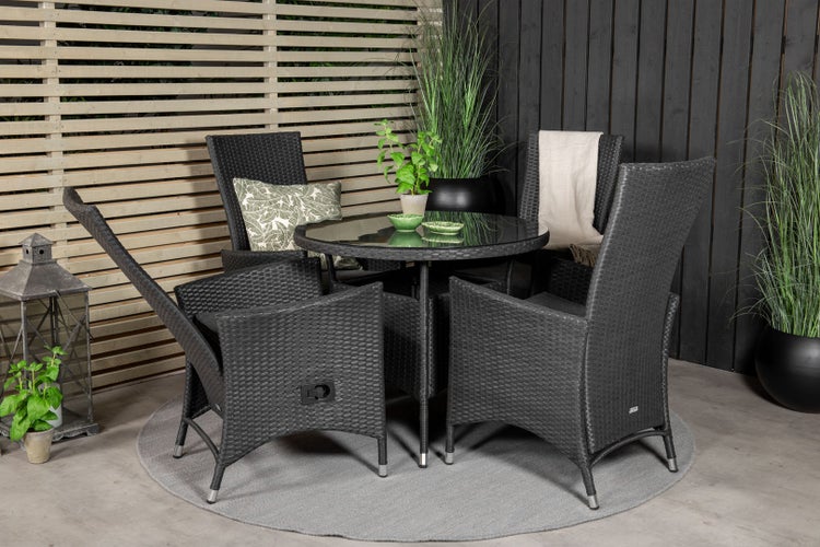 Padova Gartenstuhl inkl. Kissen, einstellbar schwarz. 2er Set