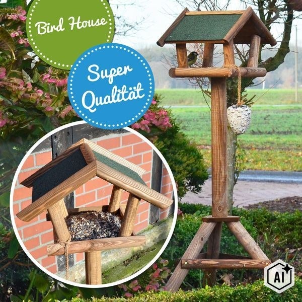 Holz Vogelhaus mit Ständer und Dach für den Garten