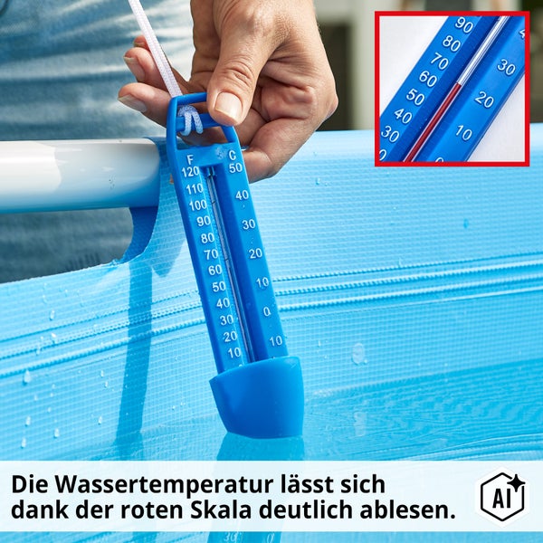 Poolthermometer mit Schnur zur Messung der Wassertemperatur in einem Schwimmbecken