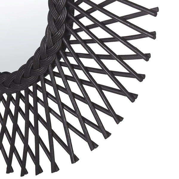 Wandspiegel TAGOLU 60 cm 60 cm Rattan Schwarz