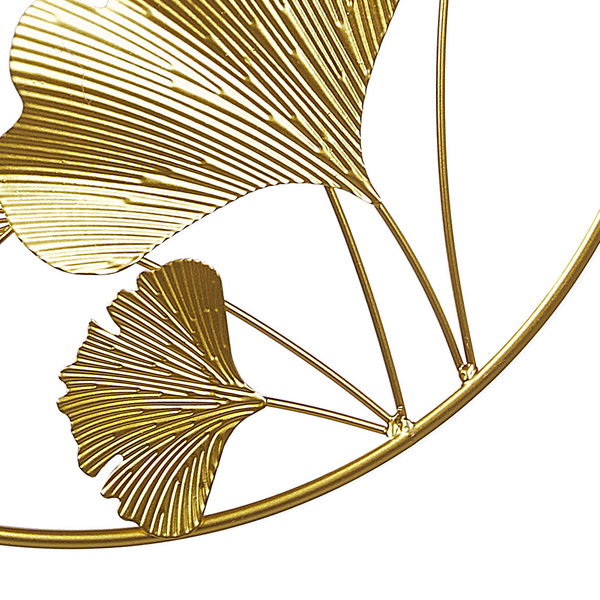 Dekoratives Wandobjekt mit Ginkgo Blättern aus Metall