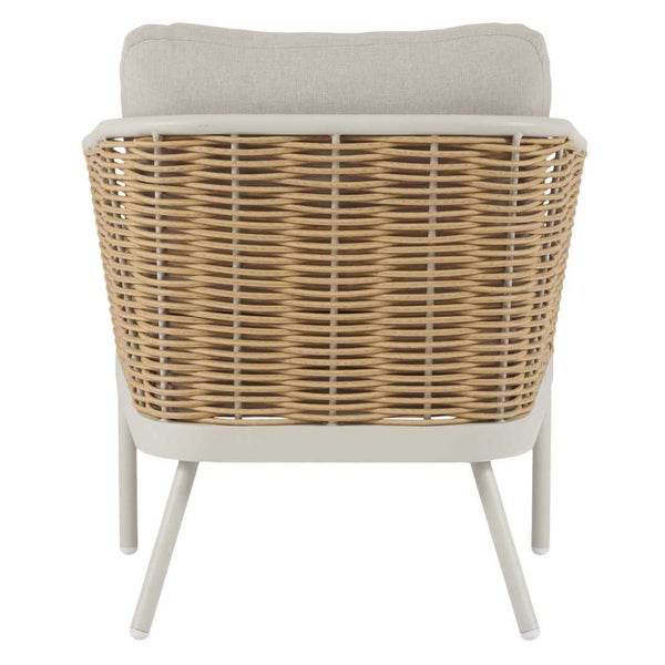 Gartenstuhl mit Rattanrücken und Kissen