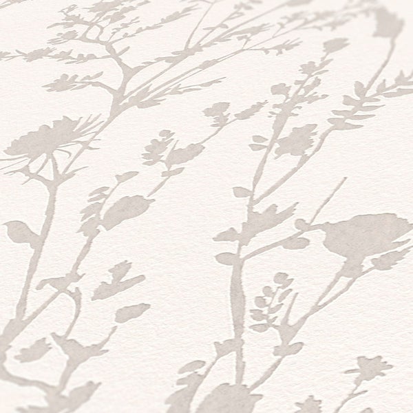 A.S. Création Tapete Blumen Weiß und Grau - 53 cm x 10.05 m - AS-395464