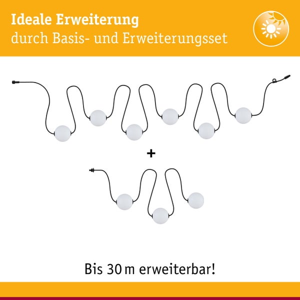 Solar LED Lichterkette Taina Basisset IP67 3000K 5,8m 6x60lm Schwarz