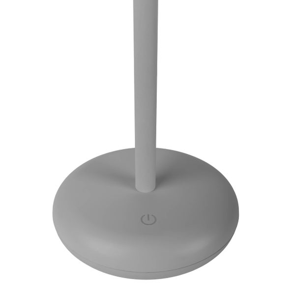 Akku-Tischleuchte PASI für Außen und Innen, aus Metall und Kunststoff in Grau, dimmbar, mit Touch- und Memory-Funktion, ca. 26 cm hoch
