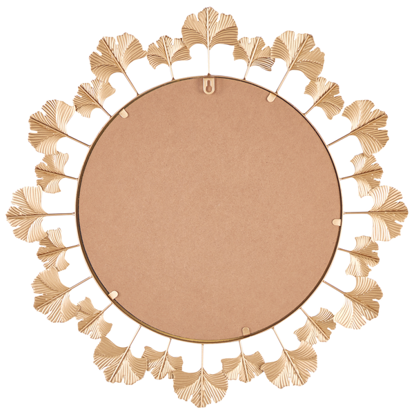 Runder Spiegel mit dekorativem Rahmen in Blattform