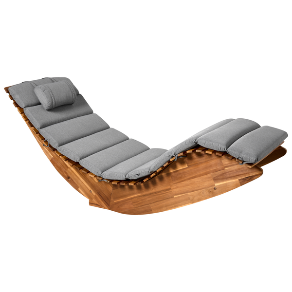 Sonnenliege mit Kissen BRESCIA PREMIUM Akazienholz Grau meliert