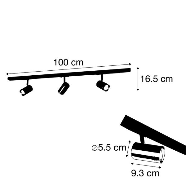 Smartes Schienensystem Schwarz mit Gold 1-phasig 3 Lichter inkl. Wifi GU10- Jeana