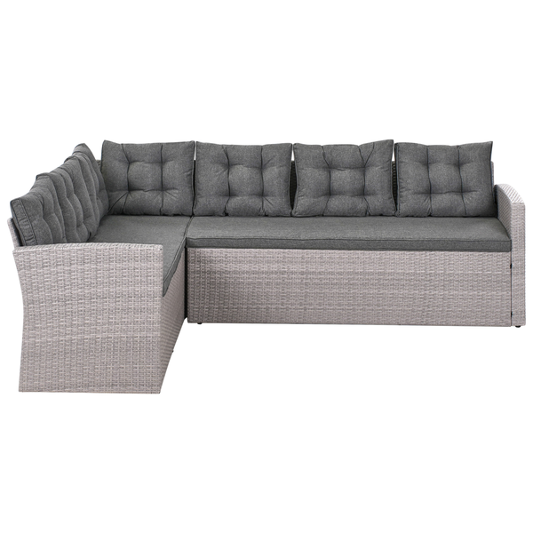 8-Sitzer Ecksofa mit Bank Rattan grau VITERBO