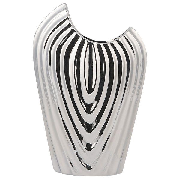 Dekovase ECETRA Steinzeug 26 cm Silber