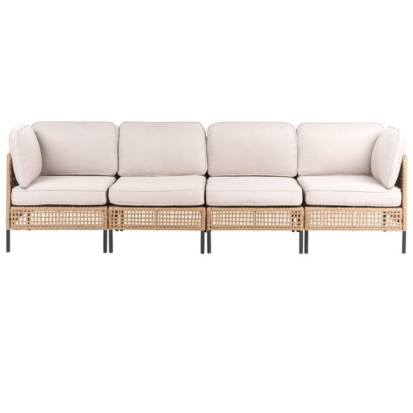 Gartensofa mit Rattan-Optik und Polster