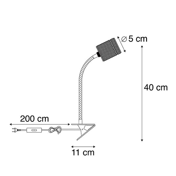 Moderne Klemmlampe schwarz mit Flexarm - Cavalux
