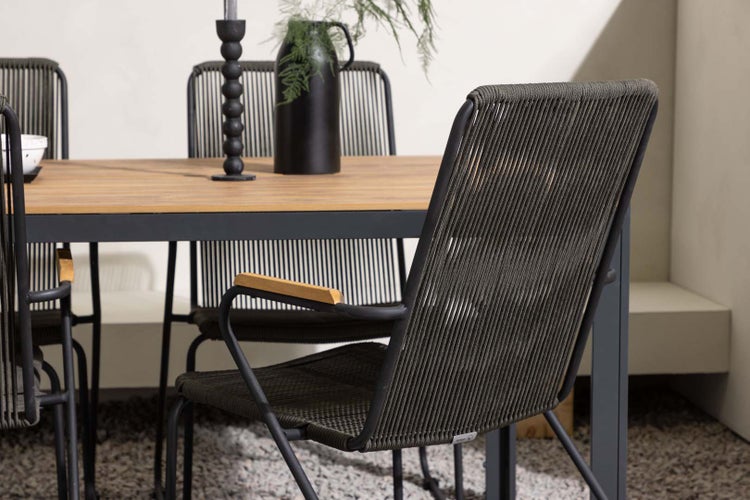 Break Gartenset Tisch 90x150cm natur, 4 Stühle Bois schwarz. 90 X 150 X 74 cm