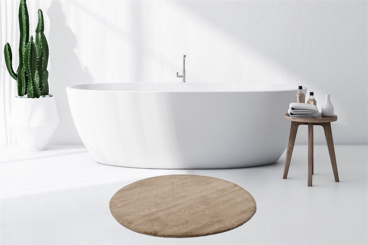 Kurzflor Teppich Oasisia Beige 22 mm Uni Ø 100 cm
