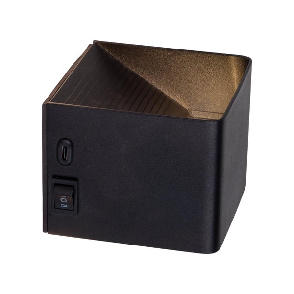 Akku-Wand-Leuchte CUBE magnetisch, ca 10 x 10 cm, aus schwarzem Metall, mit Bewegungssensor