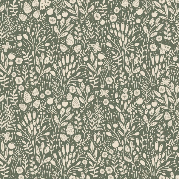 ESTAhome Tapete Blumen Grün - 50 x 900 cm - 131250