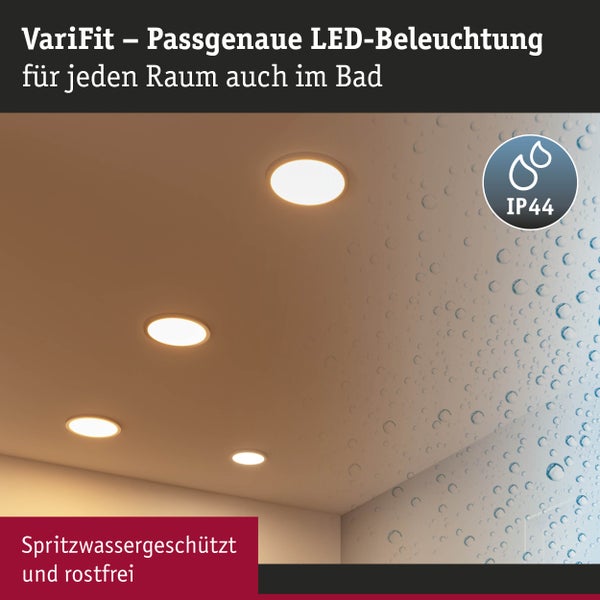 VariFit LED Einbauleuchten zur Deckenmontage mit IP44 Schutzart für Feuchträume wie Badezimmer