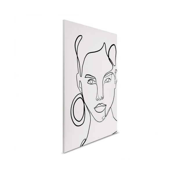 Leinwanddruck mit einer Strichzeichnung eines Frauengesichts