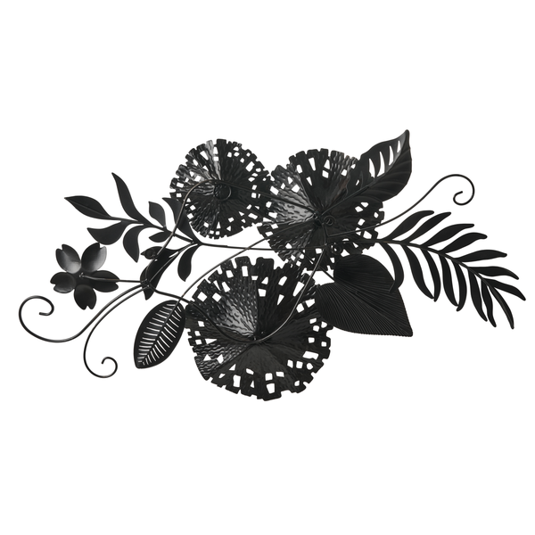 Dekorative Wanddekoration aus Metall mit Blumen und Blättern
