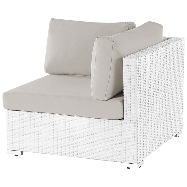 Garten Ecksofa mit Tisch 4-Sitzer SANO linksseitig modular Polyrattan Weiß