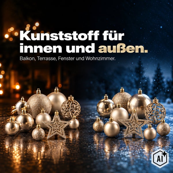 Weihnachtsschmuck aus Kunststoff für drinnen und draußen, geeignet für Balkon, Terrasse, Fenster und Wohnzimmer.