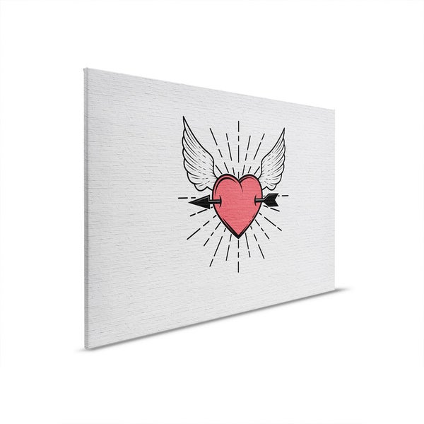 Dekorative Leinwand mit Herz-, Pfeil- und Flügelmotiv für Wandgestaltung