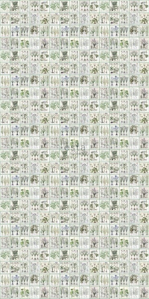 ESTAhome XXL-Vliestapete Seiten aus botanischen Büchern Hellgrau und Grün - 50 x 900 cm - 158826