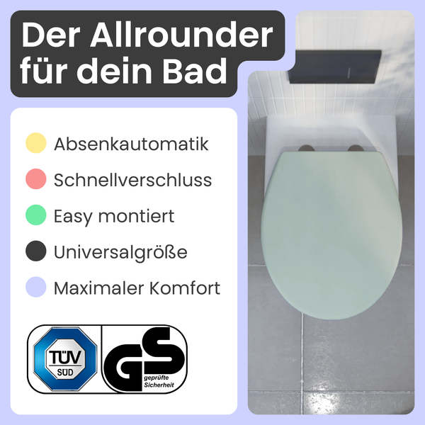 Toilettensitz mit Absenkautomatik und Schnellverschluss