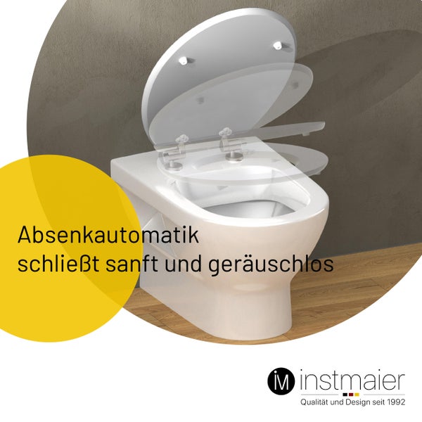 instmaier WC Sitz WC7M | FSC zertifiziertes Holz | Toilettendeckel mit Absenkautomatik | Klobrille Grau Matt | Oval | Nachhaltig | MDF-Holzkern