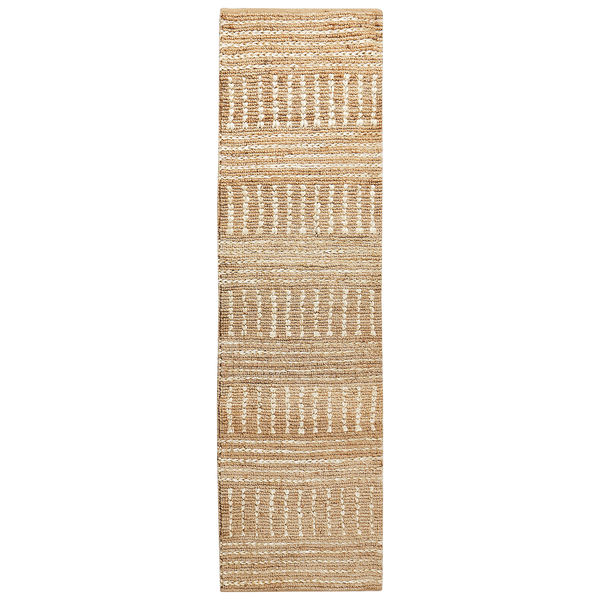 Teppich Jute beige 80 x 300 cm Streifenmuster Kurzflor KAMBERLI