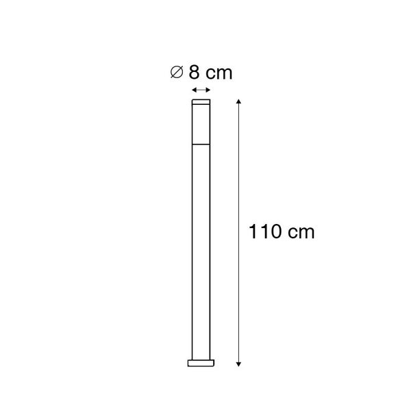 Außenlaterne Stahl 110 cm IP44 - Rox mit Erdungsstift und Kabelmuffe