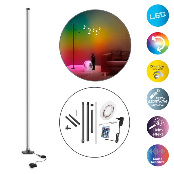 LED-Digital-Dekostehleuchte MOTION LIGHT 150 cm hoch, aus Metall und Kunststoff, bunt, LED Platine, Beleuchtung für Wohnzimmer, Esszimmer oder Büro