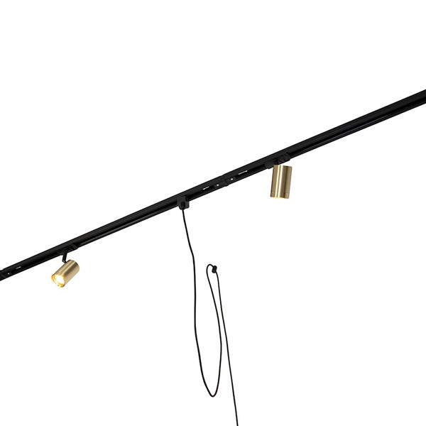 Modernes Schienensystem mit 3 Strahlern und 3 Hängeleuchten gold 1-phasig - Iconic Cavalux