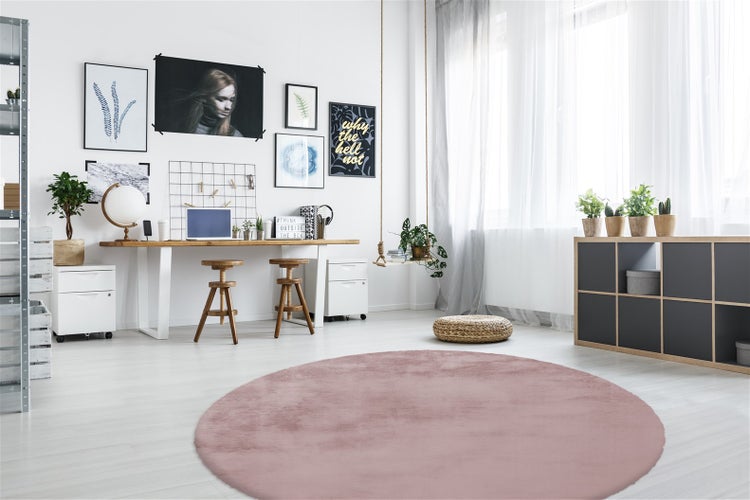 Hochflor Teppich Divinia Rosa 35 mm Uni Ø 160 cm