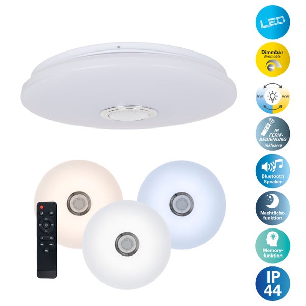 LED Deckenleuchte mit Dimmfunktion, Bluetooth Lautsprecher und Infrarot Fernbedienung