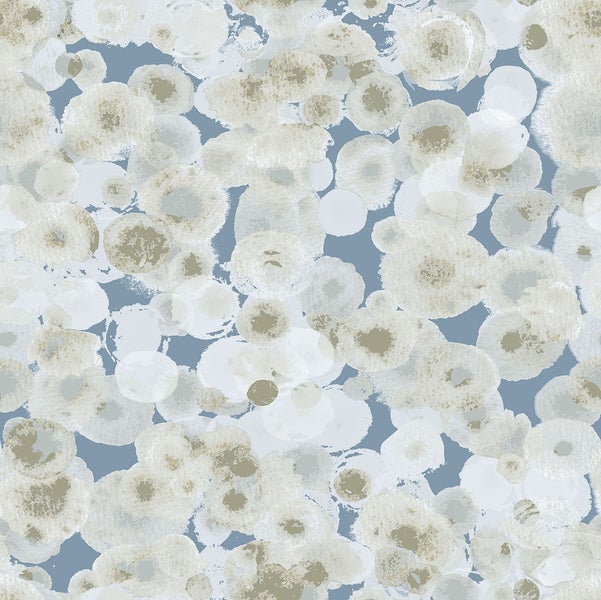 Sanders und Sanders Tapete Aquarellblasen Beige und Blau - 53 cm x 10 m - 640019
