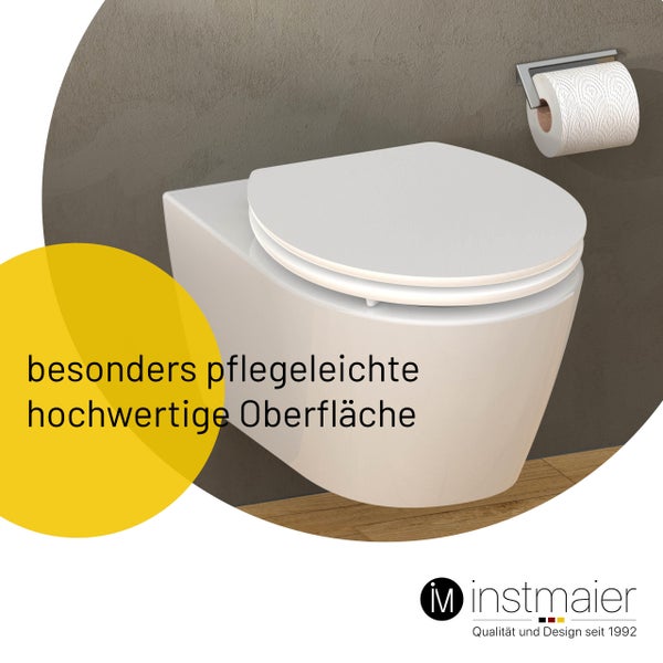 instmaier WC Sitz WC1M | FSC zertifiziertes Holz | Toilettendeckel mit Absenkautomatik | Klobrille Weiß Matt | Oval | Nachhaltig | MDF-Holzkern